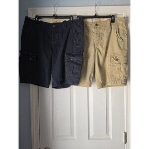 Hollister Lot of 2 Classic Cargo Shorts Men's Sz 34 Navy Blue and Tan